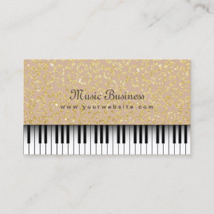 Music Piano Keys Gold Leopard Print Musical Business Card