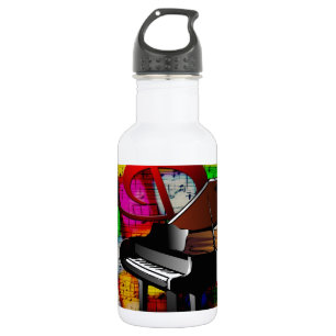 Music Piano Keys Notes Teacher Destiny Instruments 532 Ml Water Bottle