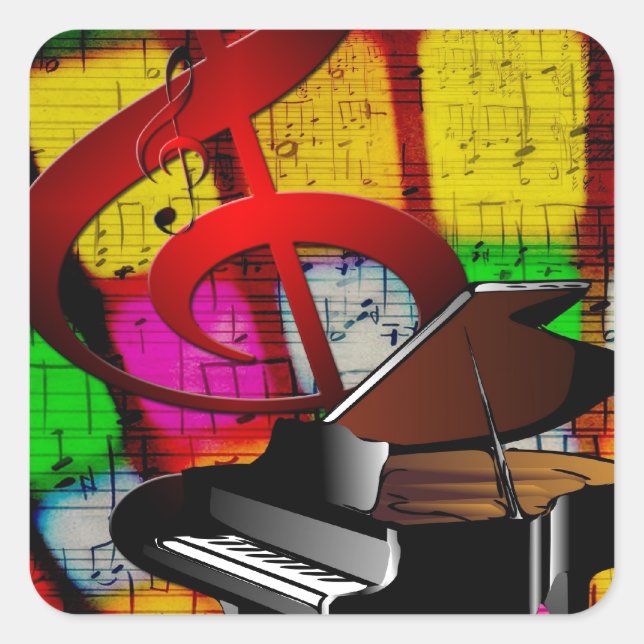 Music Piano Keys Notes Teacher Destiny Instruments Square Sticker (Front)