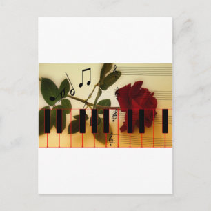 Music Piano Keys Notes Teacher Roses Instruments Postcard