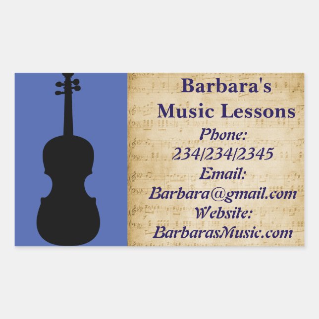 Music Piano or Violin Lessons Promotional Stickers (Front)