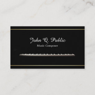 Music Piano Teacher Composer Professional Elegant Business Card