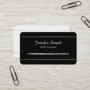 Music Piano Teacher Composer Professional Elegant Business Card