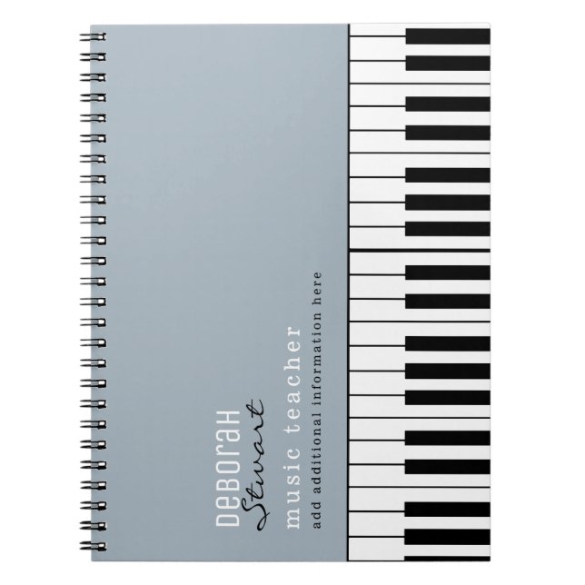 Music Piano Teacher Elegant Dusty Blue  Notebook (Front)