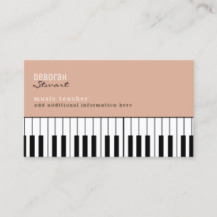 Music Piano Teacher Elegant Dusty Rose Business Card