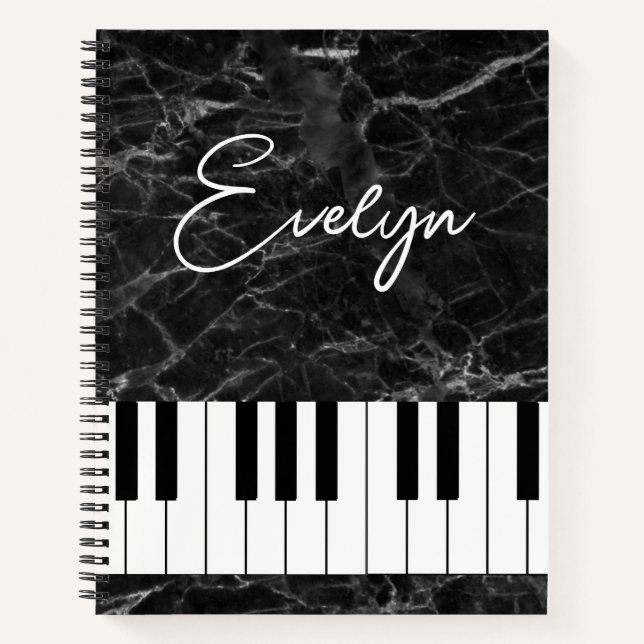Music Piano Themed Spiral Notebook Pianist  (Front)