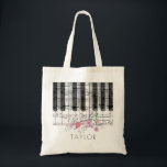 music piano wildflowers floral name tote bag<br><div class="desc">music piano floral personalised name bag</div>
