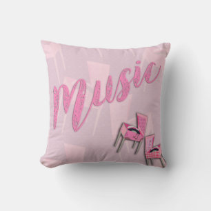 Music Pink Retro Cushion