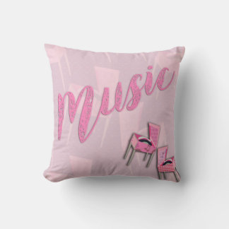 Music Pink Retro Cushion