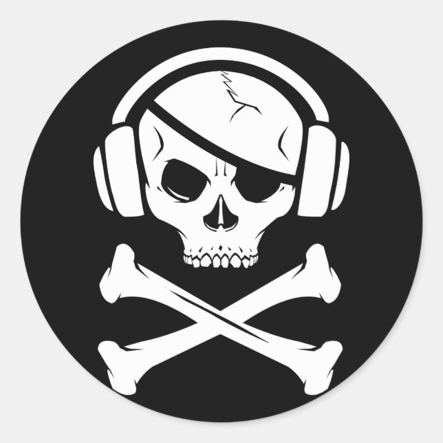 Music Pirate Piracy anti-riaa icon Classic Round Sticker (Front)