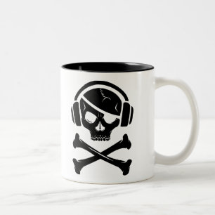 Music Pirate Piracy anti-riaa icon Two-Tone Coffee Mug