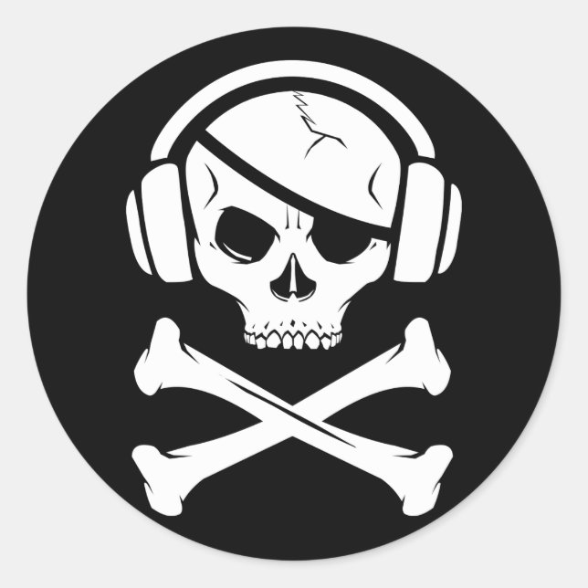 Music Pirate Piracy anti-riaa logo Classic Round Sticker (Front)