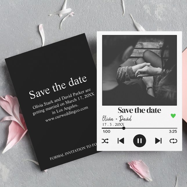 Music Player Album Cover Photo Song Save the Date Invitation (Creator Uploaded)