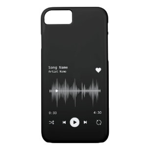 Music Player Artist and Song Personalised Black iPhone 8/7 Case