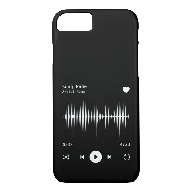 Music Player Artist and Song Personalised Black Case-Mate iPhone Case (Back)