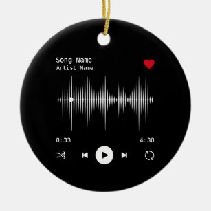 Music Player Artist and Song Personalised Black Ceramic Tree Decoration
