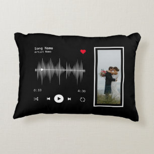 Music Player Artist and Song Personalised Black Decorative Cushion