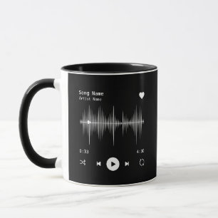 Music Player Artist and Song Personalised Black Mug