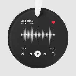 Music Player Artist and Song Personalised Black Ornament