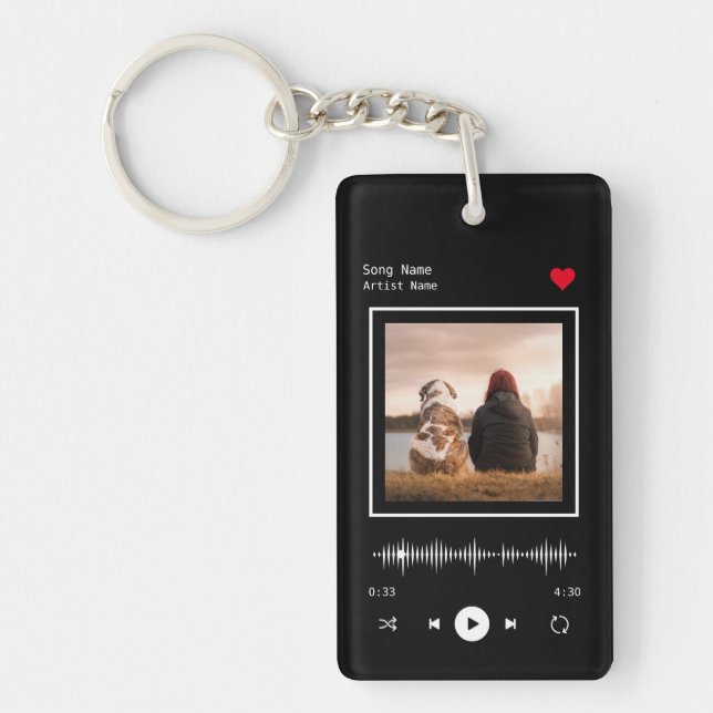 Music Player Artist and Song Personalised  Key Ring (Front)