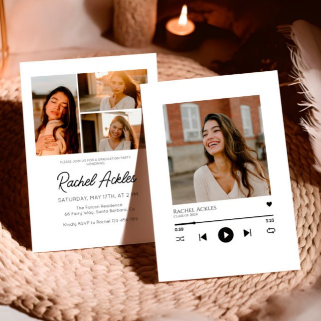 Music Player Graduation Party Invite, Photo Grad Invitation (Creator Uploaded)