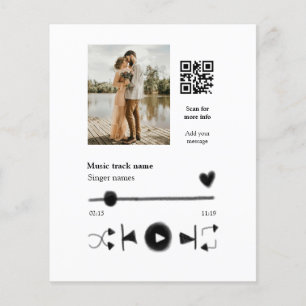 Music player personalised couple love q r code tex