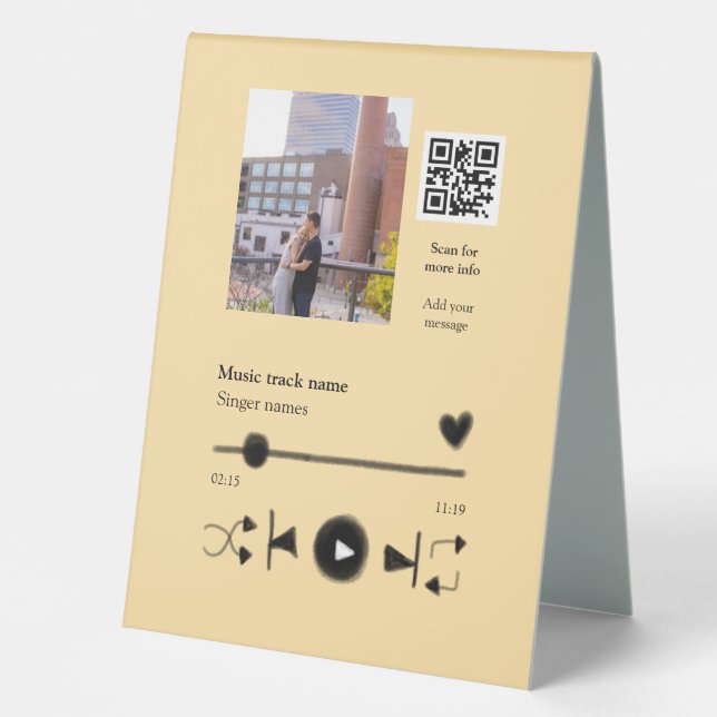 Music player personalised couple love q r code tex (Front)