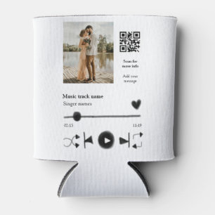 Music player personalised couple love q r code tex can cooler