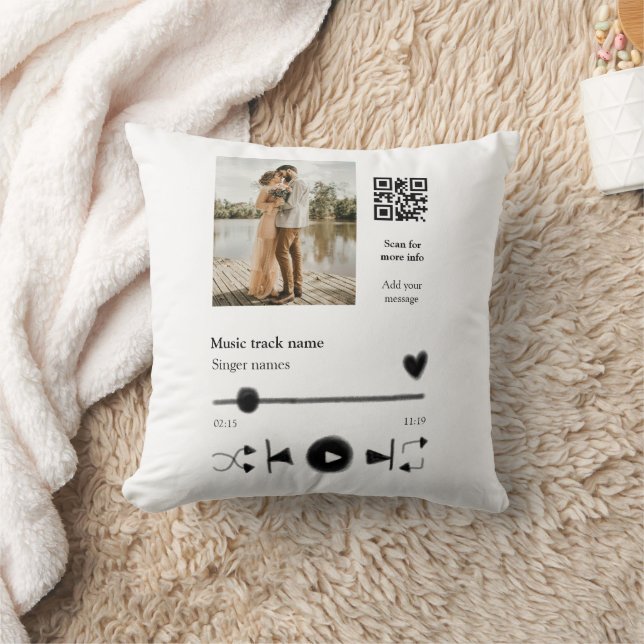 Music player personalised couple love q r code tex cushion (Blanket)
