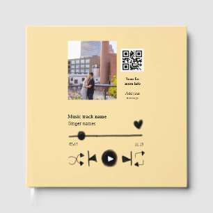 Music player personalised couple love q r code tex guest book