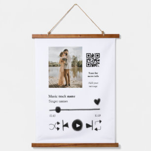 Music player personalised couple love q r code tex hanging tapestry