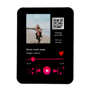 Music player personalised couple love q r code tex magnet