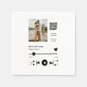 Music player personalised couple love q r code tex napkin