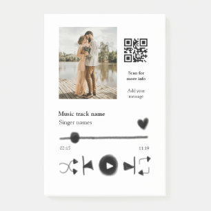 Music player personalised couple love q r code tex post-it notes
