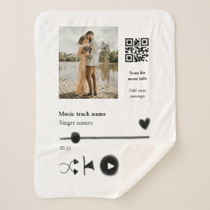Music player personalised couple love q r code tex sherpa blanket
