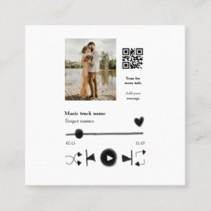 Music player personalised couple love q r code tex square business card