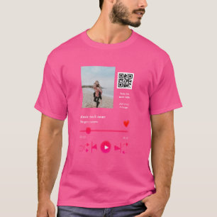 Music player personalised couple love q r code tex T-Shirt