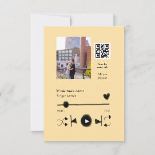Music player personalised couple love q r code tex thank you card