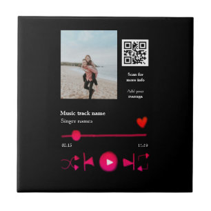 Music player personalised couple love q r code tex tile