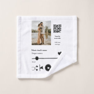 Music player personalised couple love q r code tex wash cloth