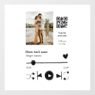 Music player personalised couple love q r code tex window cling