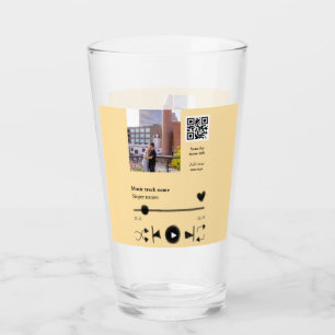 Music player personalized couple love q r code tex glass