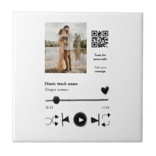Music player personalized couple love q r code tex tile