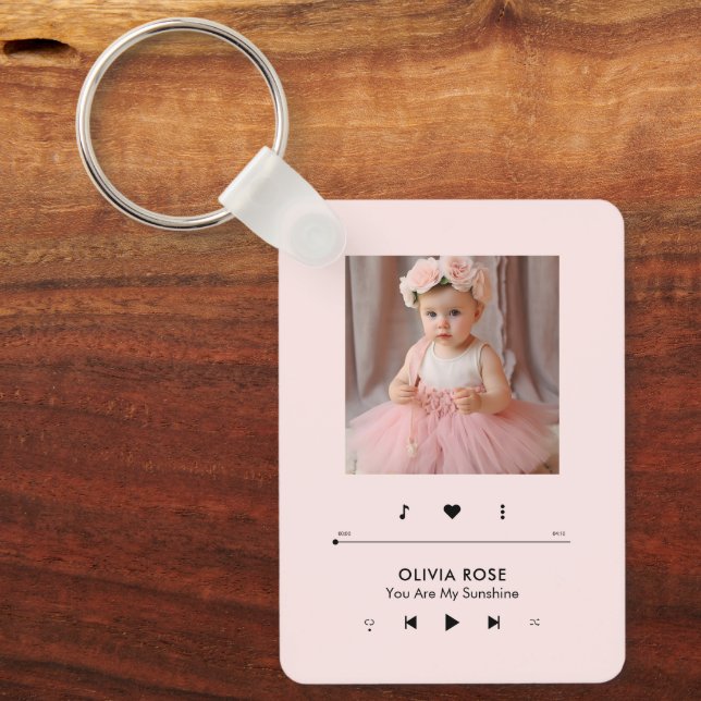 Music Player Photo Frame Personalised Key Ring (Front)