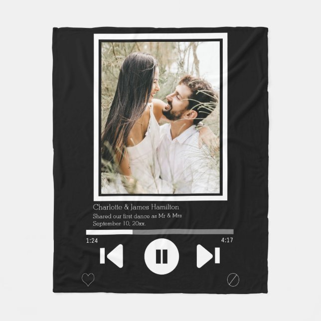Music Player Photo Personalised Fleece Blanket (Front)