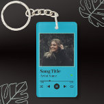 Music Player Song Playlist Custom Photo  Key Ring<br><div class="desc">Song Playlist Fully Customisable Blue Keychain! 
Click personalise and add your photo and text! You can also change background colour.</div>