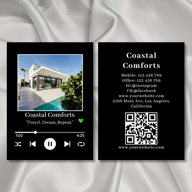 Music Player Vacation Rental Apartment Busi Business Card (Creator Uploaded)