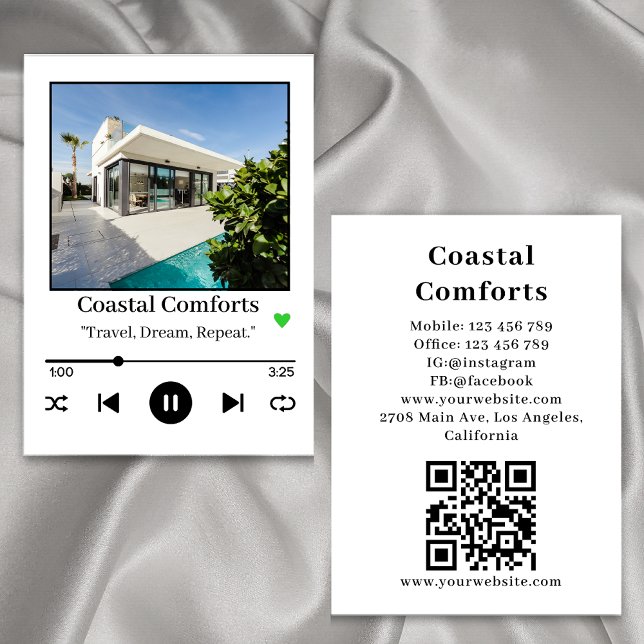 Music Player Vacation Rental Apartment Business Card (Creator Uploaded)