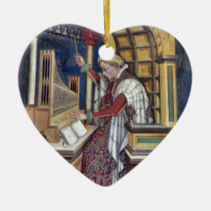 Music, Playing the Organ by Gentile da Fabriano Ceramic Tree Decoration