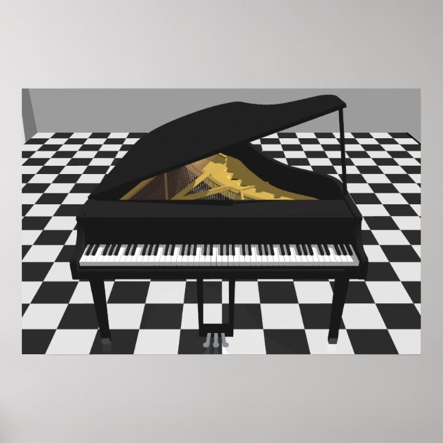 Music Poster: Grand Piano & Tiles: 3D Model Poster (Front)